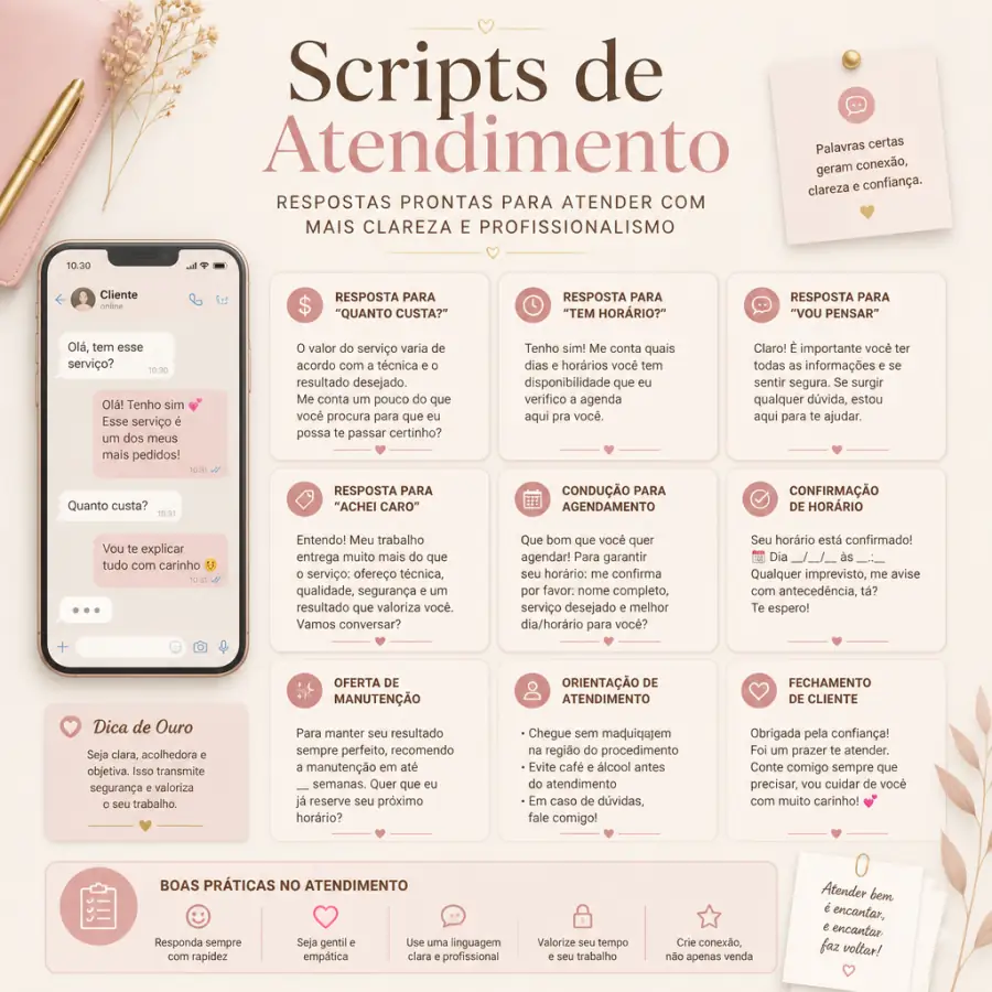 Scripts de atendimento com respostas prontas para clientes